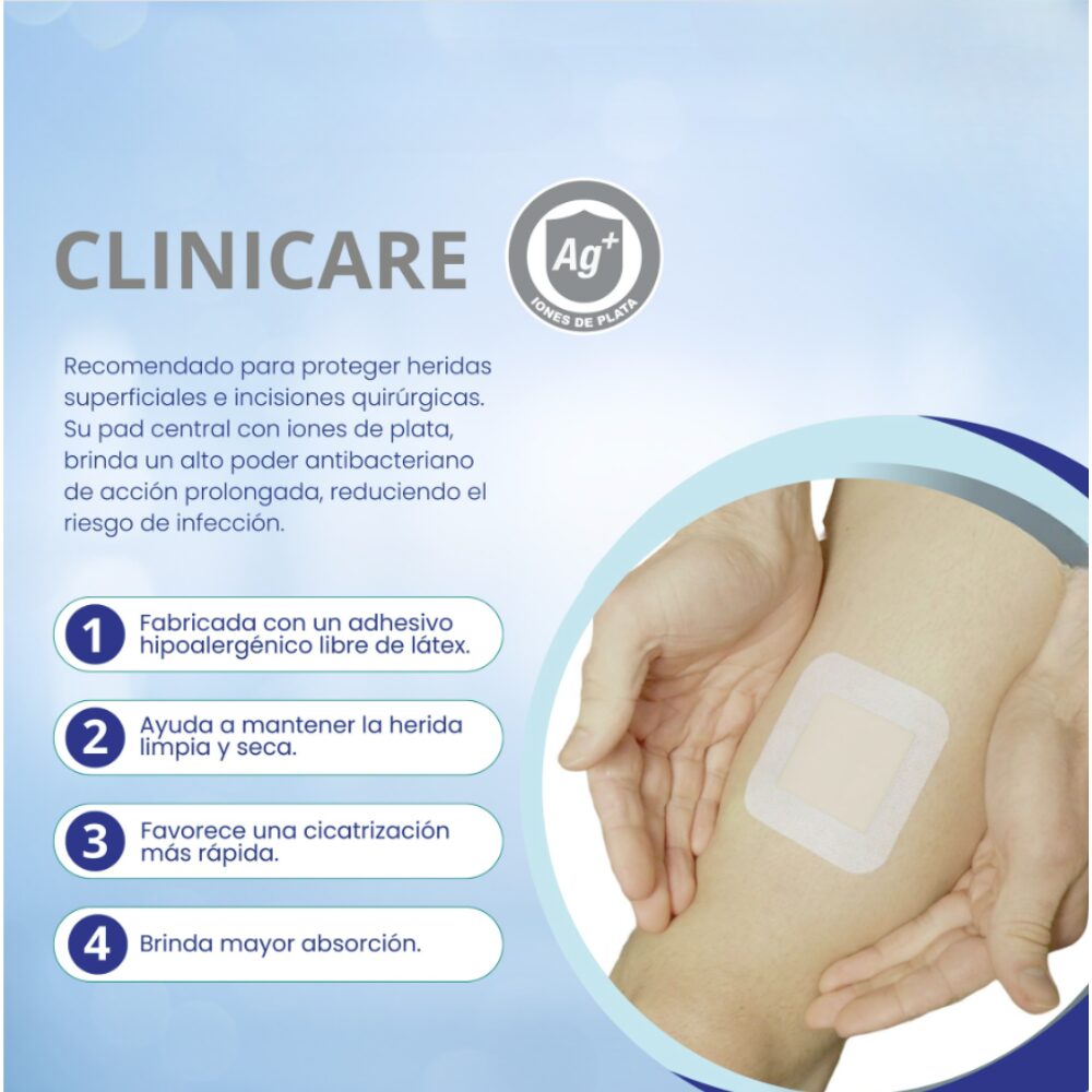 Apósito Post Quirúrgico Clinicare Ag+ 10 x 30cm HIPOALERGIC - Imagen 3