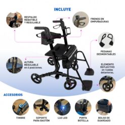 Andador Rollator con Apoyapies Rebatibles A3027N SILFAB - Imagen 9
