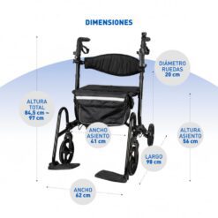 Andador Rollator con Apoyapies Rebatibles A3027N SILFAB - Imagen 8